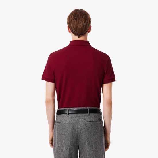 Lacoste Men's Paris Strech Pique Polo Shirt Bordeaux - Image 4
