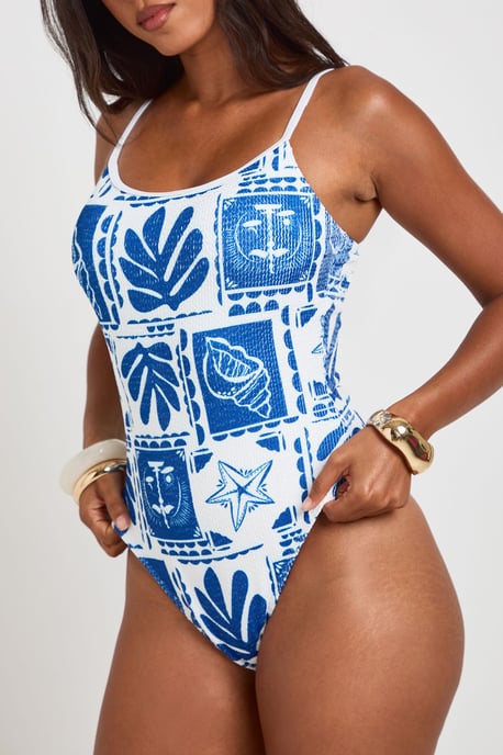 Tile Print Scoop Swimsuit - Image 4