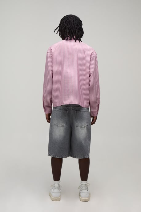 Oversized Boxy Stripe Shirt and Tie - Image 2