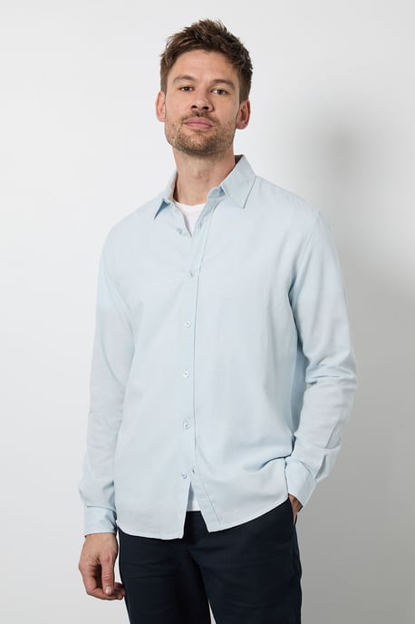 Light Blue Long Sleeve Linen Shirt - Image 1