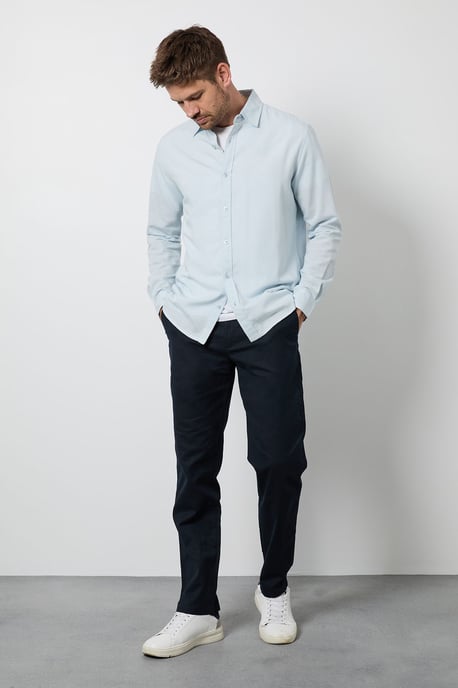 Light Blue Long Sleeve Linen Shirt - Image 2