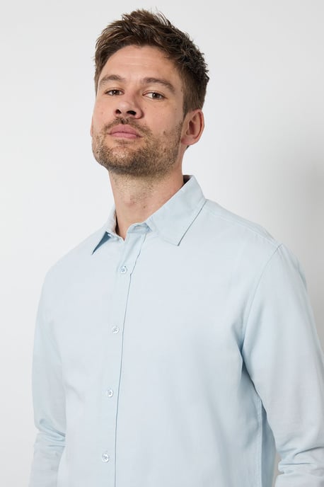 Light Blue Long Sleeve Linen Shirt - Image 3