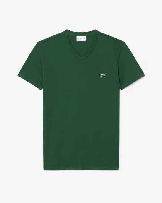 Lacoste Men's V Neck T-Shirt-Green - Image 1
