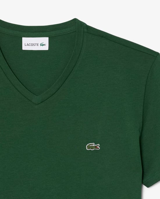 Lacoste Men's V Neck T-Shirt-Green - Image 2
