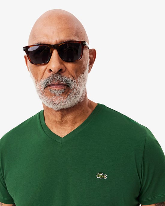 Lacoste Men's V Neck T-Shirt-Green - Image 3