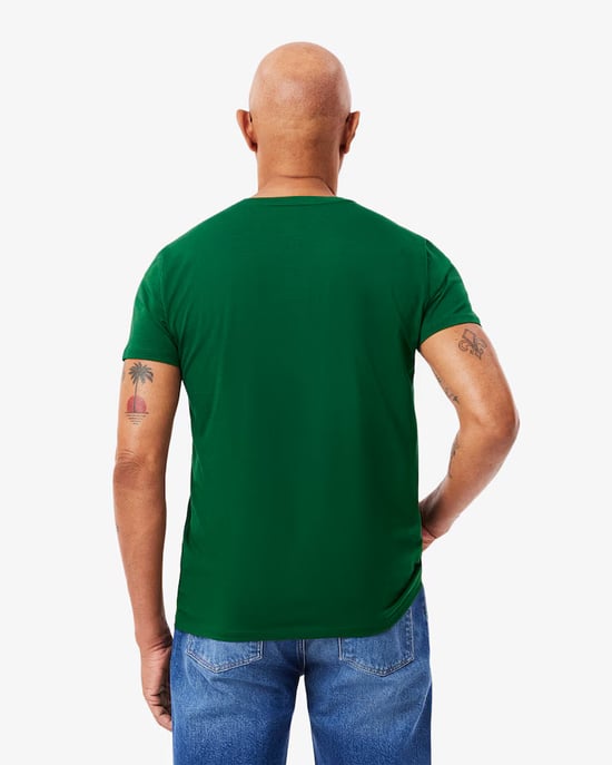 Lacoste Men's V Neck T-Shirt-Green - Image 4