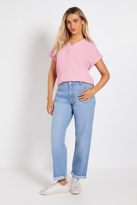 V Neck Grown On Sleeve Top - Image 2