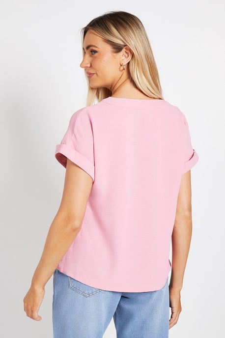 V Neck Grown On Sleeve Top - Image 3