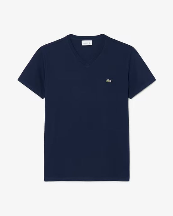 Lacoste Men's V Neck T-Shirt-Midnight Blue - Image 1