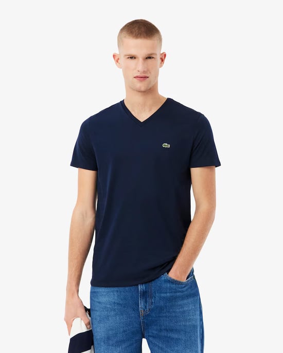 Lacoste Men's V Neck T-Shirt-Midnight Blue - Image 3