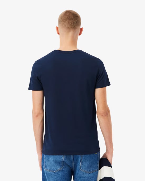 Lacoste Men's V Neck T-Shirt-Midnight Blue - Image 4