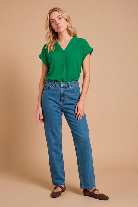 V Neck Grown On Sleeve Top - Image 1