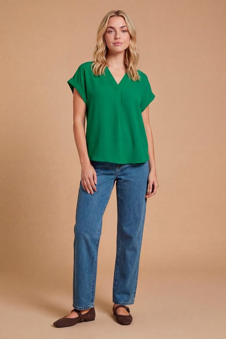 V Neck Grown On Sleeve Top - Image 4