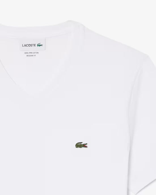 Lacoste Men's V Neck T-Shirt-White - Image 2