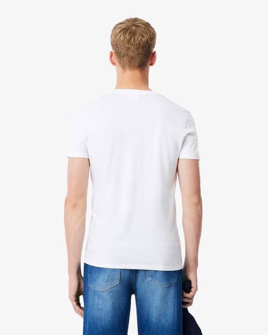 Lacoste Men's V Neck T-Shirt-White - Image 5