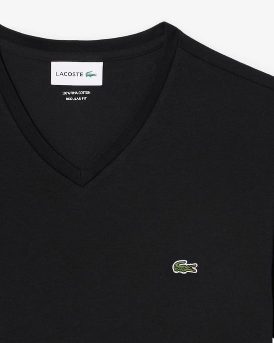 Lacoste Men's V Neck T-Shirt-Black - Image 2