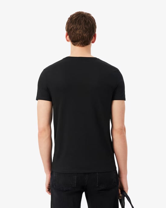 Lacoste Men's V Neck T-Shirt-Black - Image 5