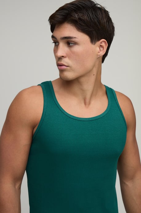 Basic Muscle Fit Ribbed Vest - Image 3