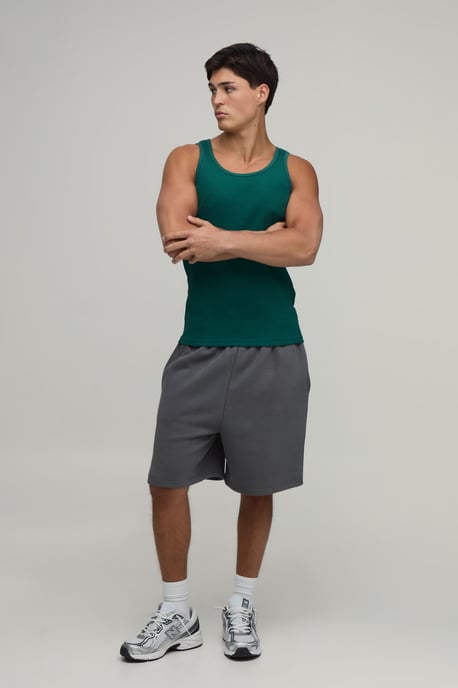 Basic Muscle Fit Ribbed Vest - Image 4