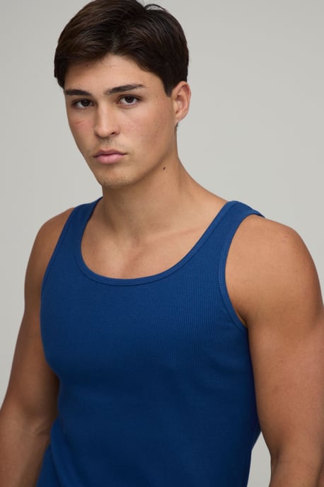 Basic Muscle Fit Ribbed Vest - Image 3
