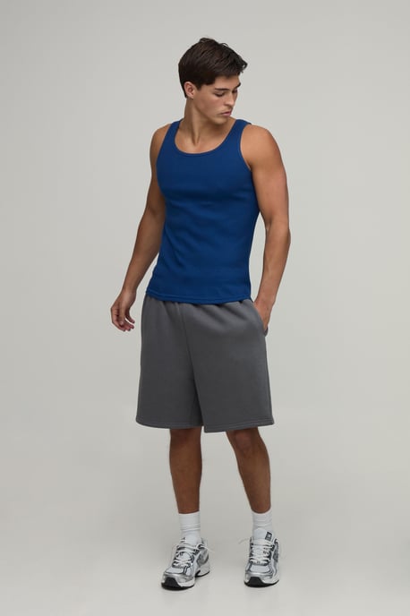 Basic Muscle Fit Ribbed Vest - Image 4