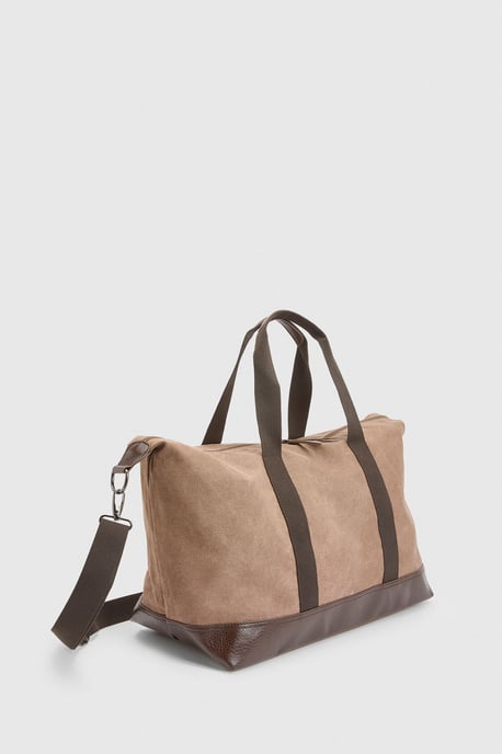 Taupe Canvas Overnight Bag - Image 2