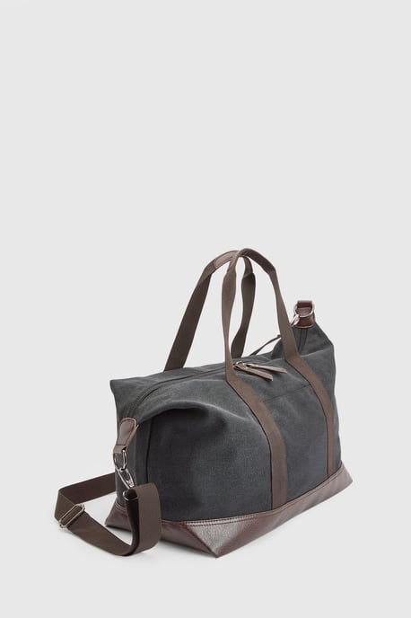 Dark Grey Canvas Overnight Bag - Image 2