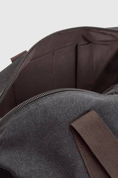 Dark Grey Canvas Overnight Bag - Image 3