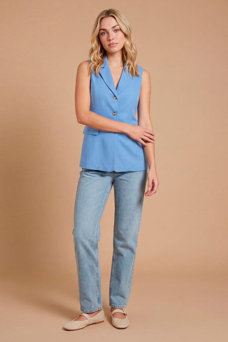 Petite Pocket Detail Sleeveless Blazer - Image 4