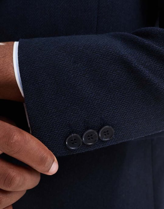 ASOS DESIGN dubbelknäppt smal kostymjacka med ull i blå byggnadsväv - Image 2