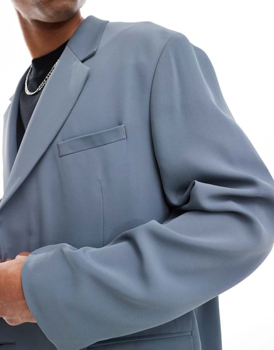 ASOS DESIGN slouchy oversized suit jacket in blue - Image 2