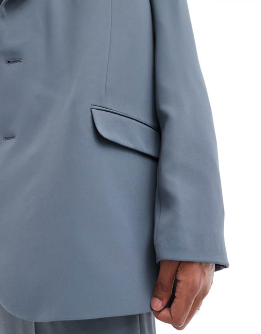 ASOS DESIGN slouchy oversized suit jacket in blue - Image 4