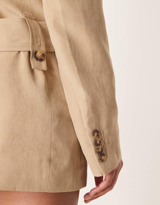 ASOS DESIGN faux suede utility blazer co-ord in tan - Image 3