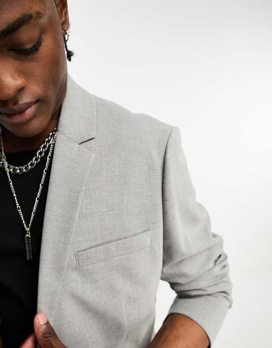 ASOS DESIGN smal kostymjacka i grått - Image 3