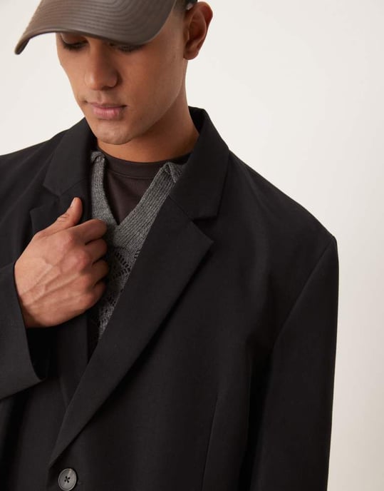 ASOS DESIGN slouchy oversized kavaj i svart - Image 3