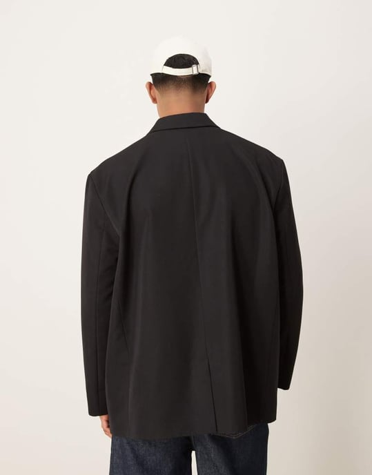 ASOS DESIGN slouchy oversized kavaj i svart - Image 4