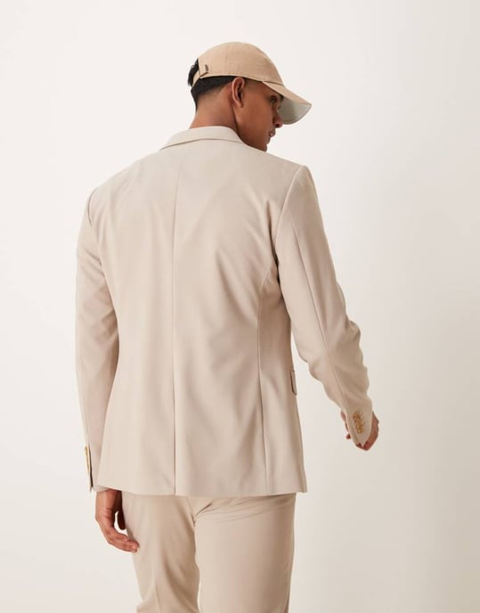 ASOS DESIGN slim suit jacket in stone - Image 3