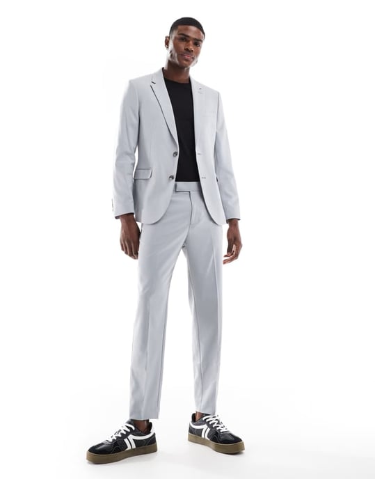 ASOS DESIGN slim passform kavaj i grått - Image 4