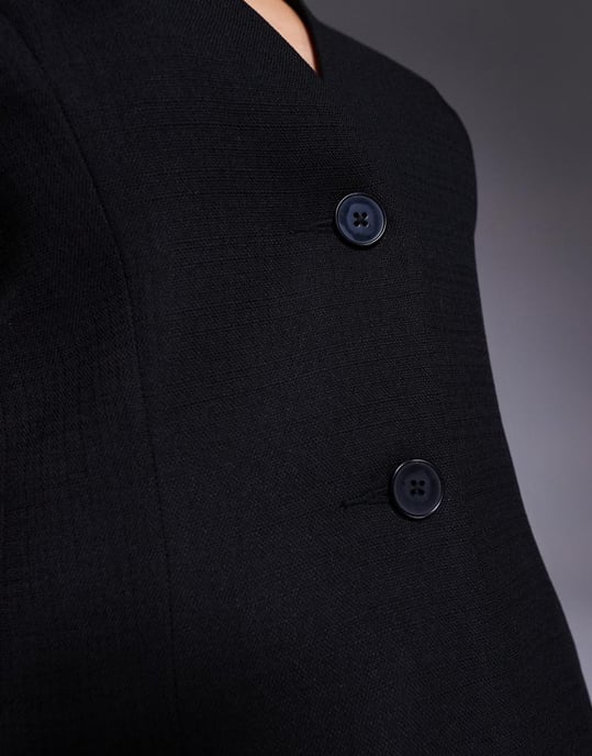ASOS DESIGN tailored linen look textured nipped waist blazer in black - Image 3