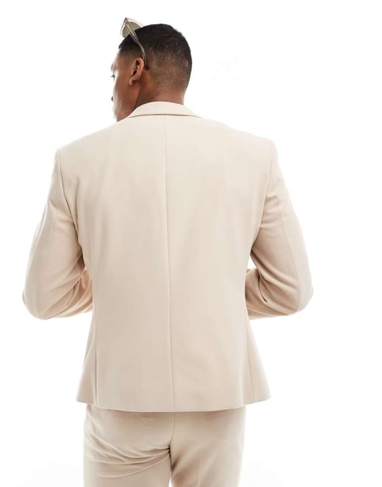 ASOS DESIGN slim fit kavaj med paneldetalj i stenbeige - Image 2
