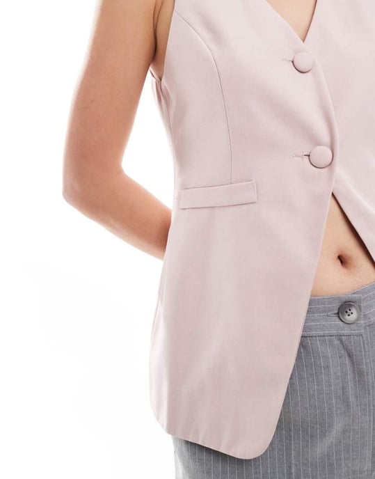 Miss Selfridge långklänning väst i ljusrosa - Image 3