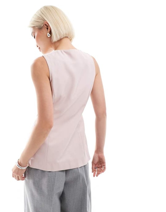 Miss Selfridge långklänning väst i ljusrosa - Image 4
