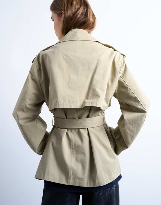 Topshop short trench coat in stone - Image 4