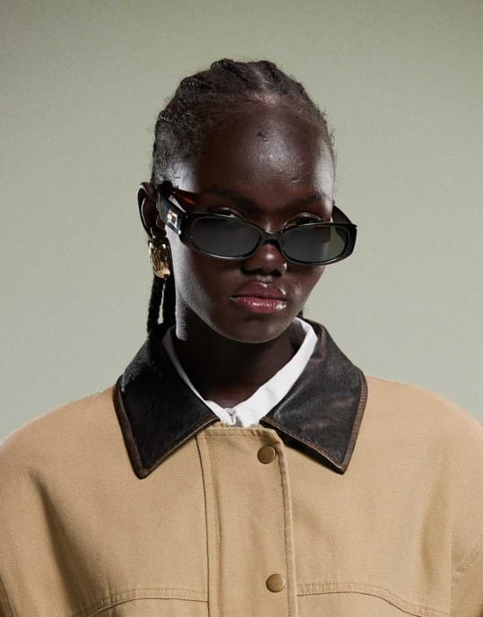 ASOS DESIGN oversized washed jacket with leather look collar in stone - Image 3