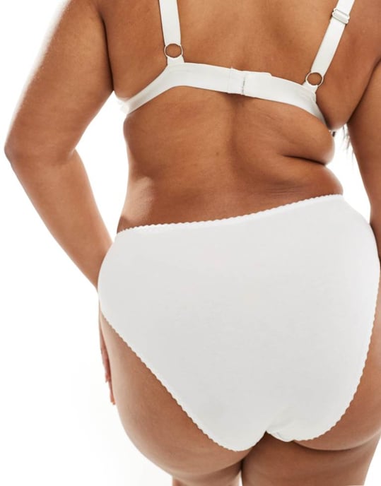 ASOS DESIGN Curve 2 pack Mila cotton brazillian brief in white - Image 3