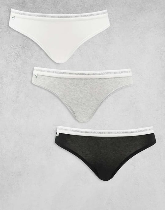 Lacoste 3 pack briefs in black grey white - Image 1