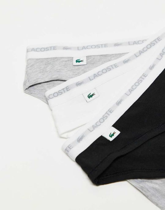 Lacoste 3 pack briefs in black grey white - Image 3