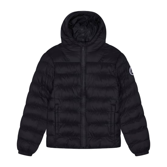 Kids Puffer Jacket Girls and Boys Black Hooded Warm Quilted Coat - Image 1