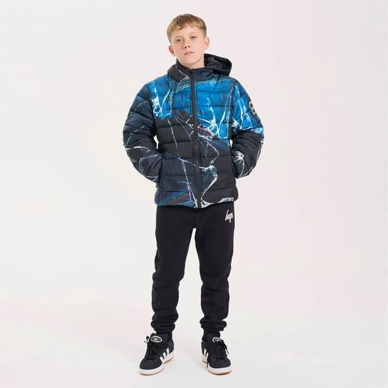 Jongens Gewatteerde Jas Kinderen Zwart Blauw Gestikt Warme Winterjas - Image 5