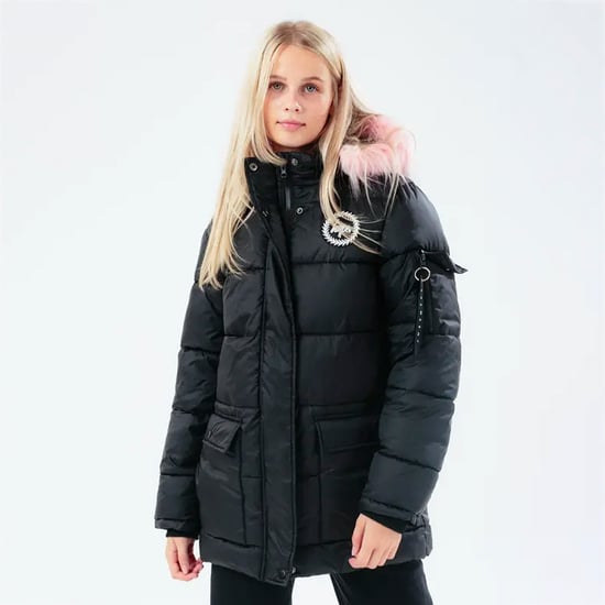 Meisjes Explorer Jas Kinderen Zwart Gewatteerde Warm Winterjas met Capuchon - Image 3